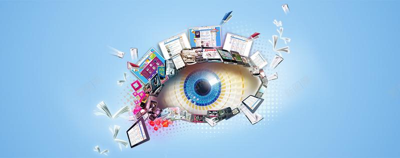 com 互联网 传播 信息时代 商务 应用 数码 海报banner 电脑 眼睛